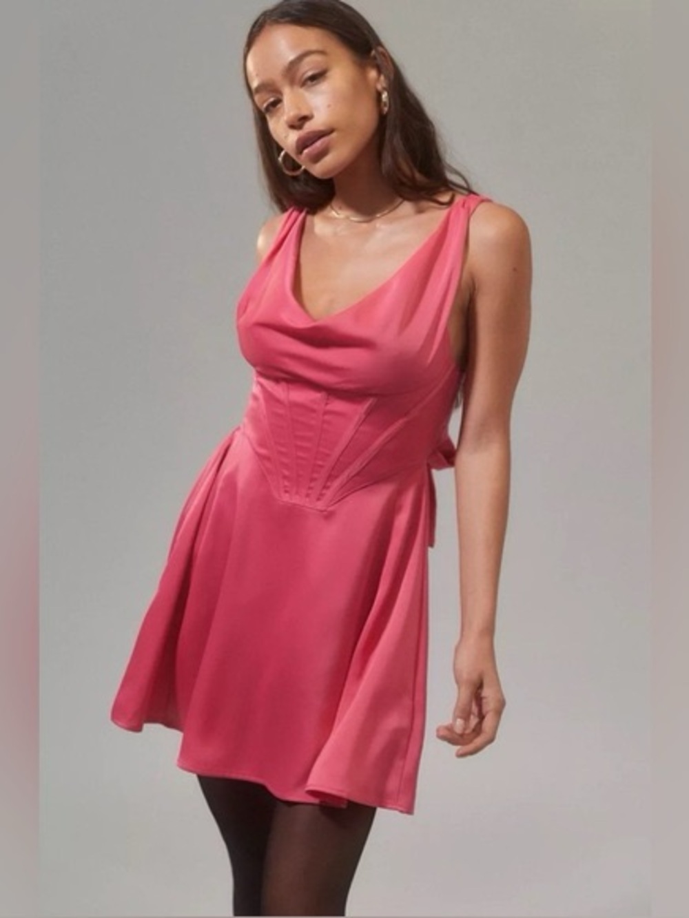 Urban outfitters corset hot pink mini dress